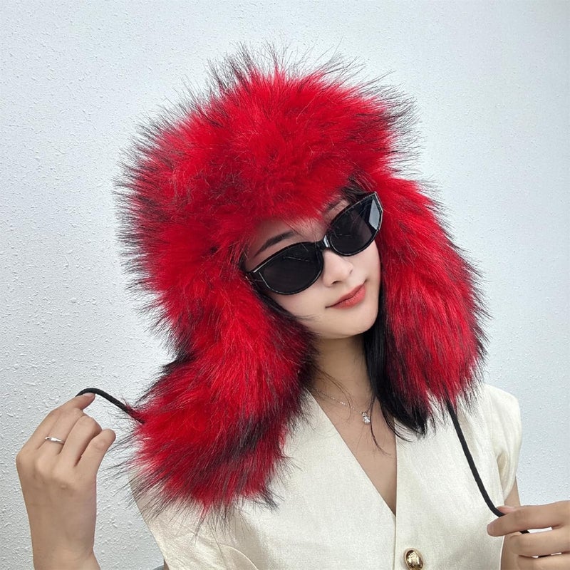 YFJNV Y2K Faux Fur Russian Hat, Soft, Warm Winter Trapper Hat with Earmuffs for Men and Women - Image 5